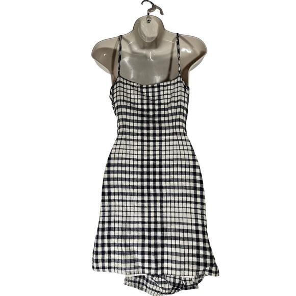 Free People Nodia Check Wrap Dress Tie Side Cotton Lined Plaid 8 Beach Boho - Picture 7 of 10